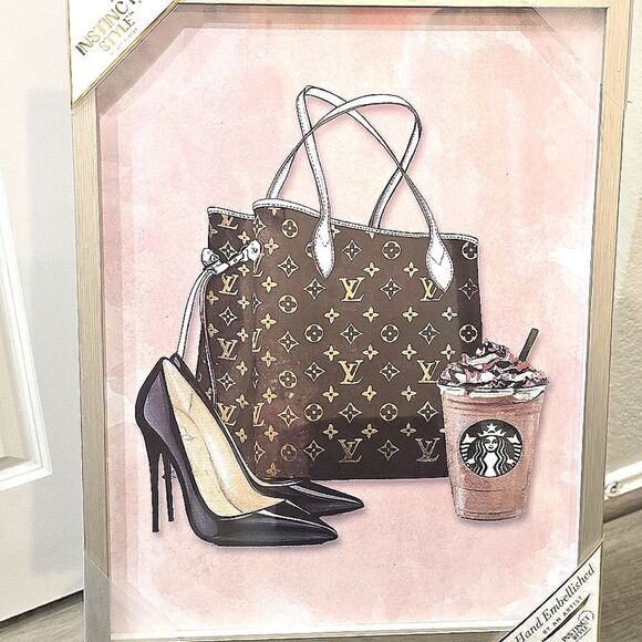 Instinct Style Louis Vuitton, Heels, & Starbucks Framed Wall Decor - Picture 2 of 5